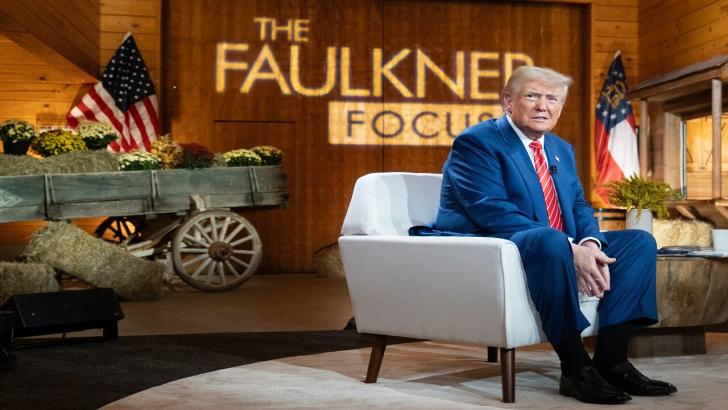 Donald Trump participating in a Fox US election townhall